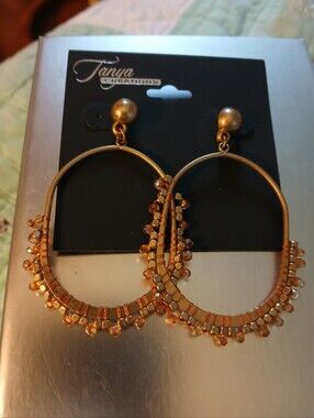 Tanya Creations Beaded Hoop Earrings NWT